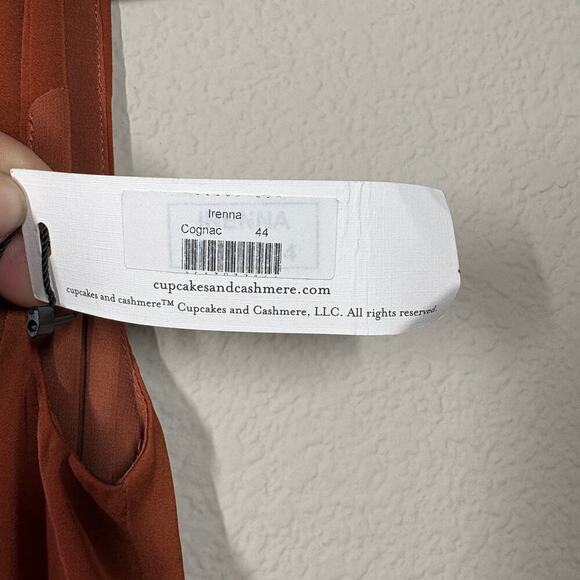 Cupcakes and Cashmere Small Irenna Surplice Romper Burnt Orange Tie Shoulder - Picture 8 of 9